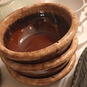 Set of Brown  Drip Glaze Ceramic Bowls